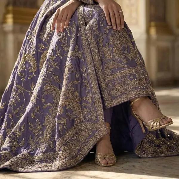 Wisteria amethyst zardozi gown ensemble