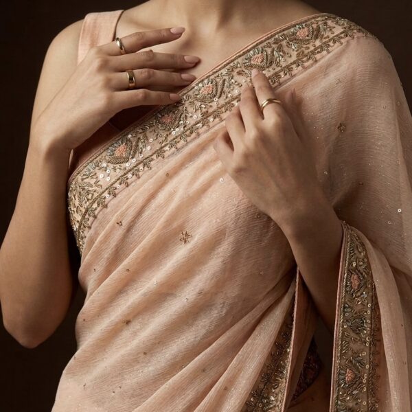 Shafaq pure chiffon zardozi saree
